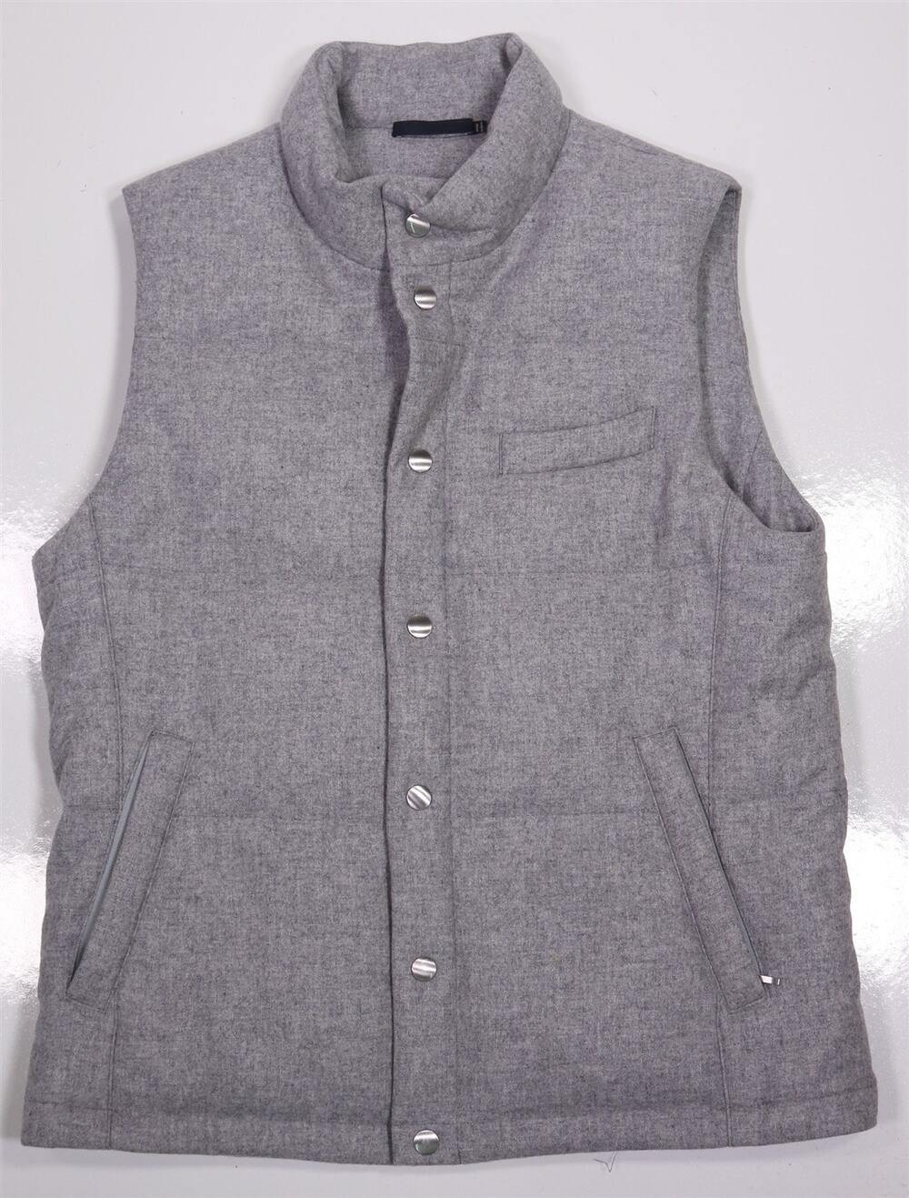 Suitsupply Chengdu Snap Bodywarmer Gray Fleece Wool Down Puffer Vest Medium